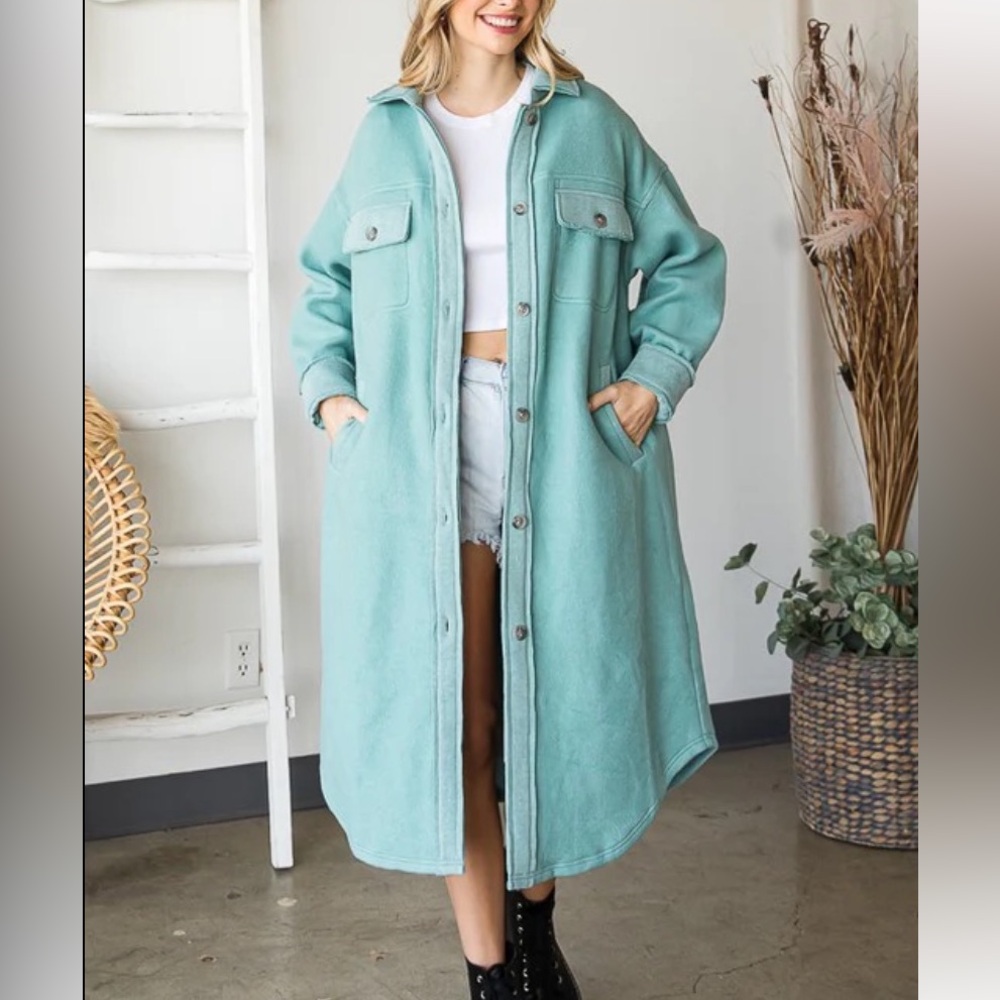 Oli & Hali Teal Long Coat Large Brand New Never Worn Size Large